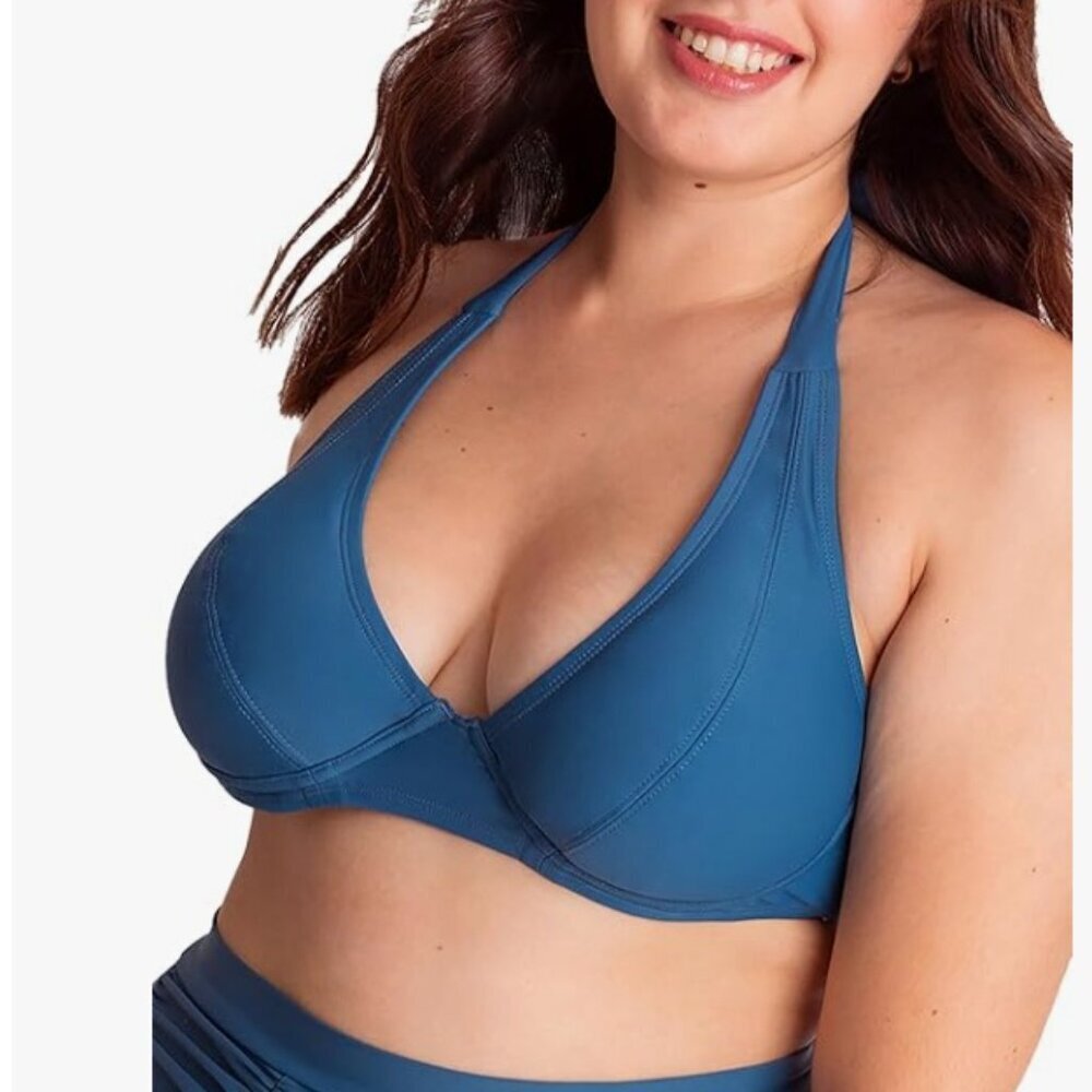 Shapermint Essentials Full Coverage Halter Bikini Top, Medium